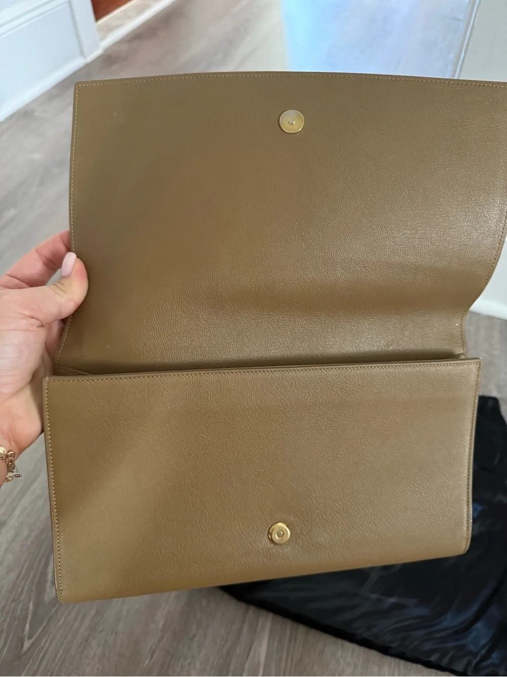 Yves Saint Laurent Camel Leather Embossed YSL Clutch - Picture 3 of 9